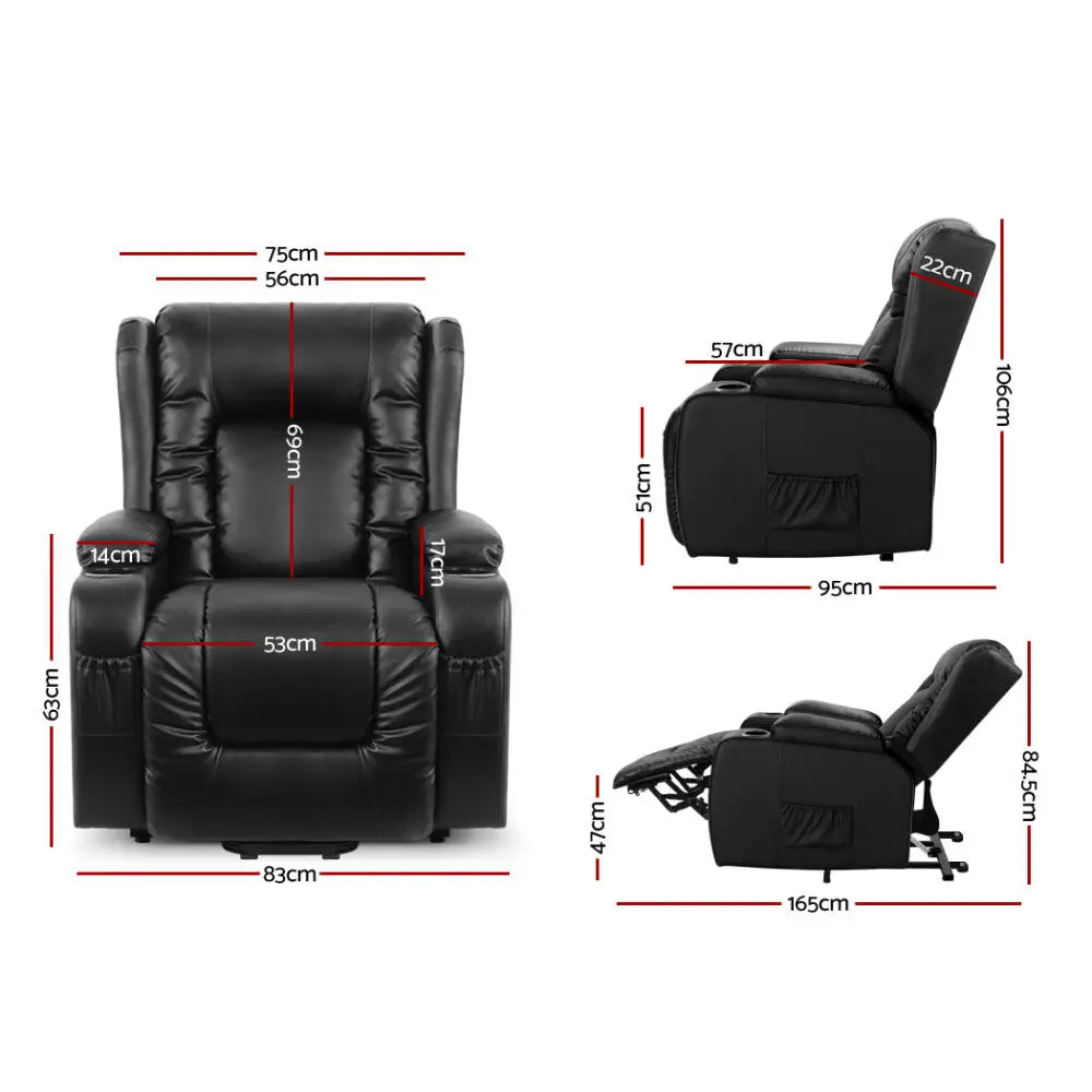 Recliner Chair Lift Assist Heated Massage Leather Rukwa