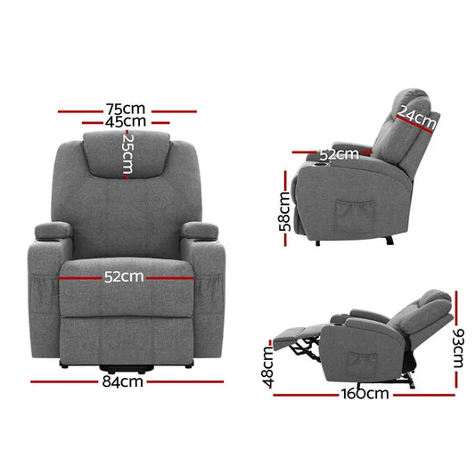Recliner Chair Lift Assist Heated Massage Velvet Milio