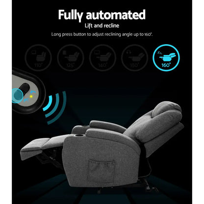Recliner Chair Lift Assist Heated Massage Velvet Milio