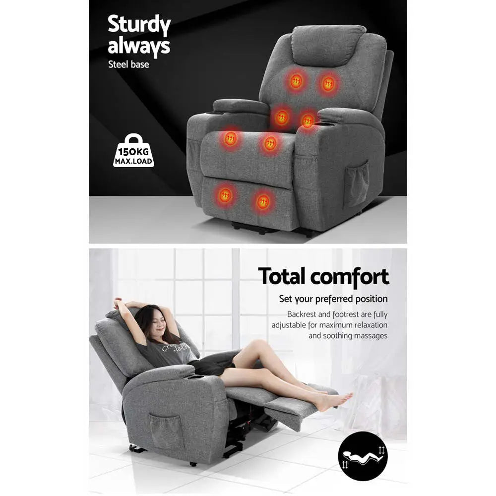 Recliner Chair Lift Assist Heated Massage Velvet Milio