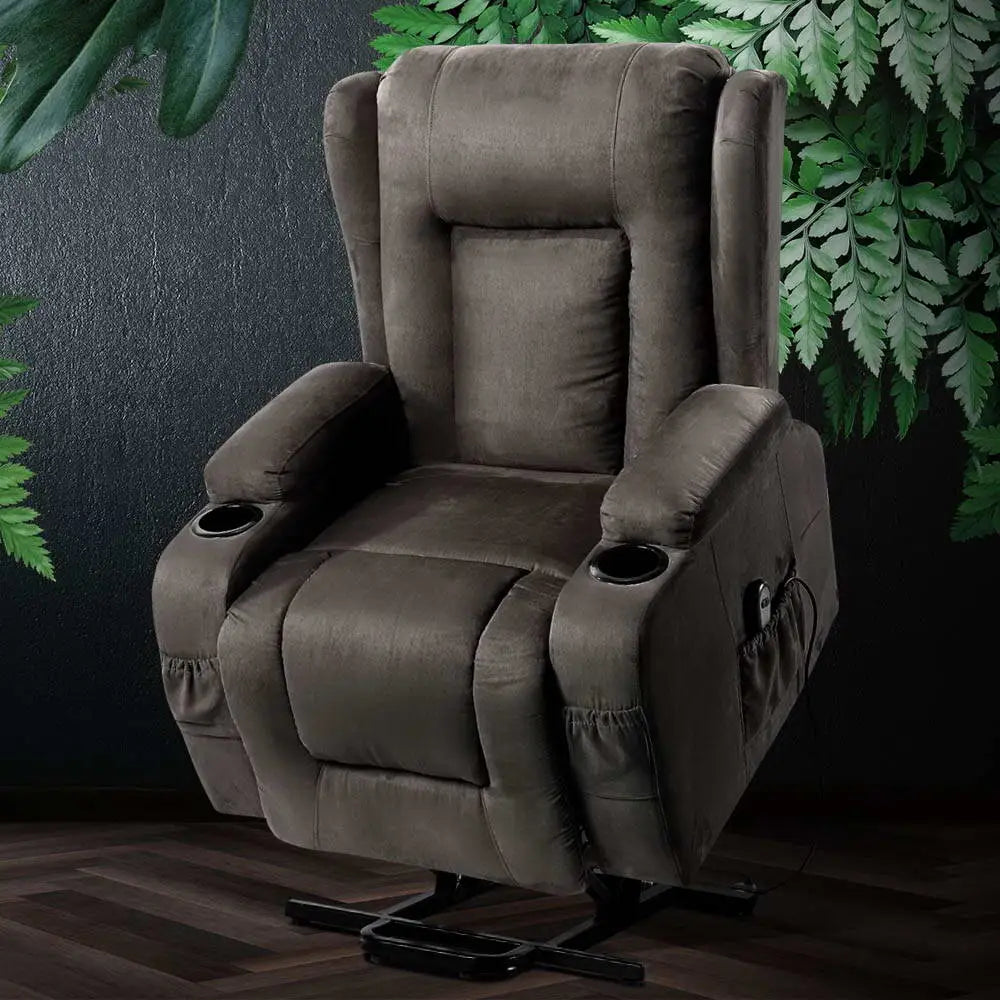 Recliner Chair Lift Assist Heated Massage Velvet Rukwa