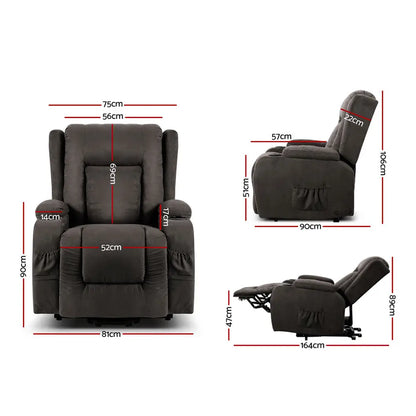 Recliner Chair Lift Assist Heated Massage Velvet Rukwa
