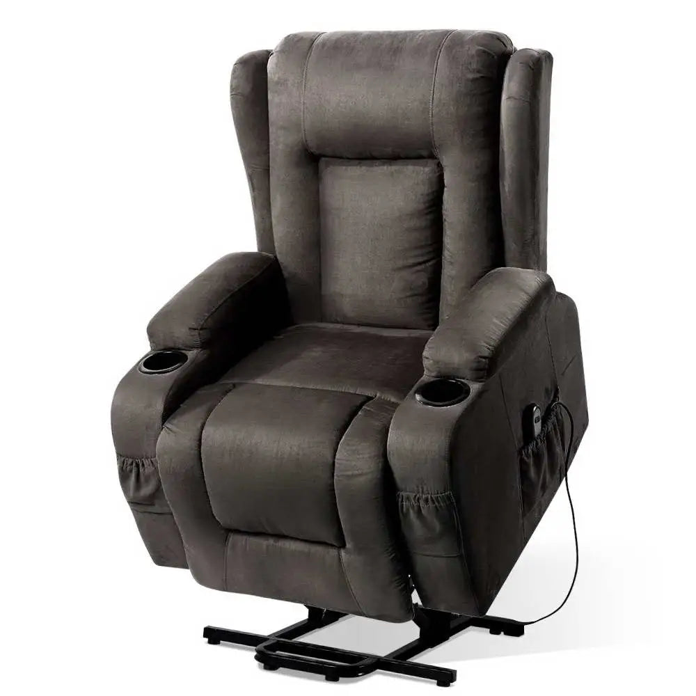 Recliner Chair Lift Assist Heated Massage Velvet Rukwa