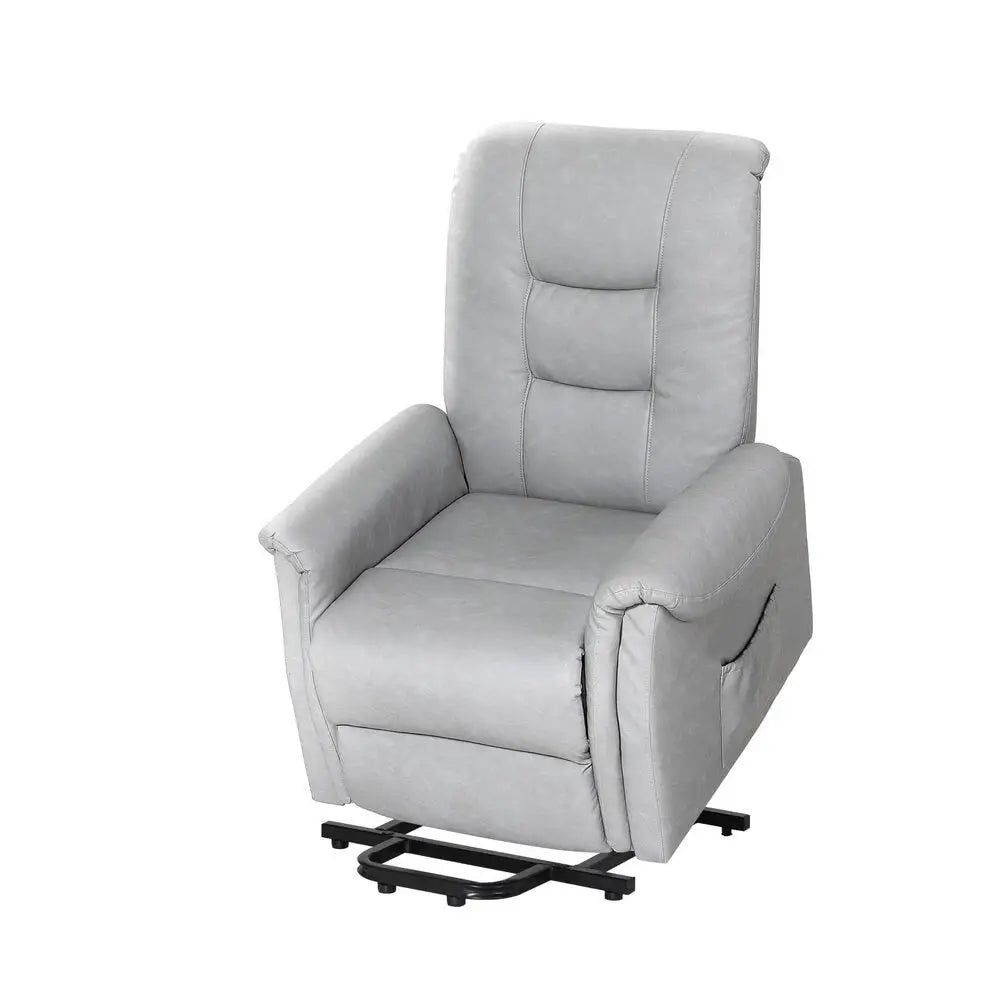 Recliner Chair Lift Assist Leather Grey