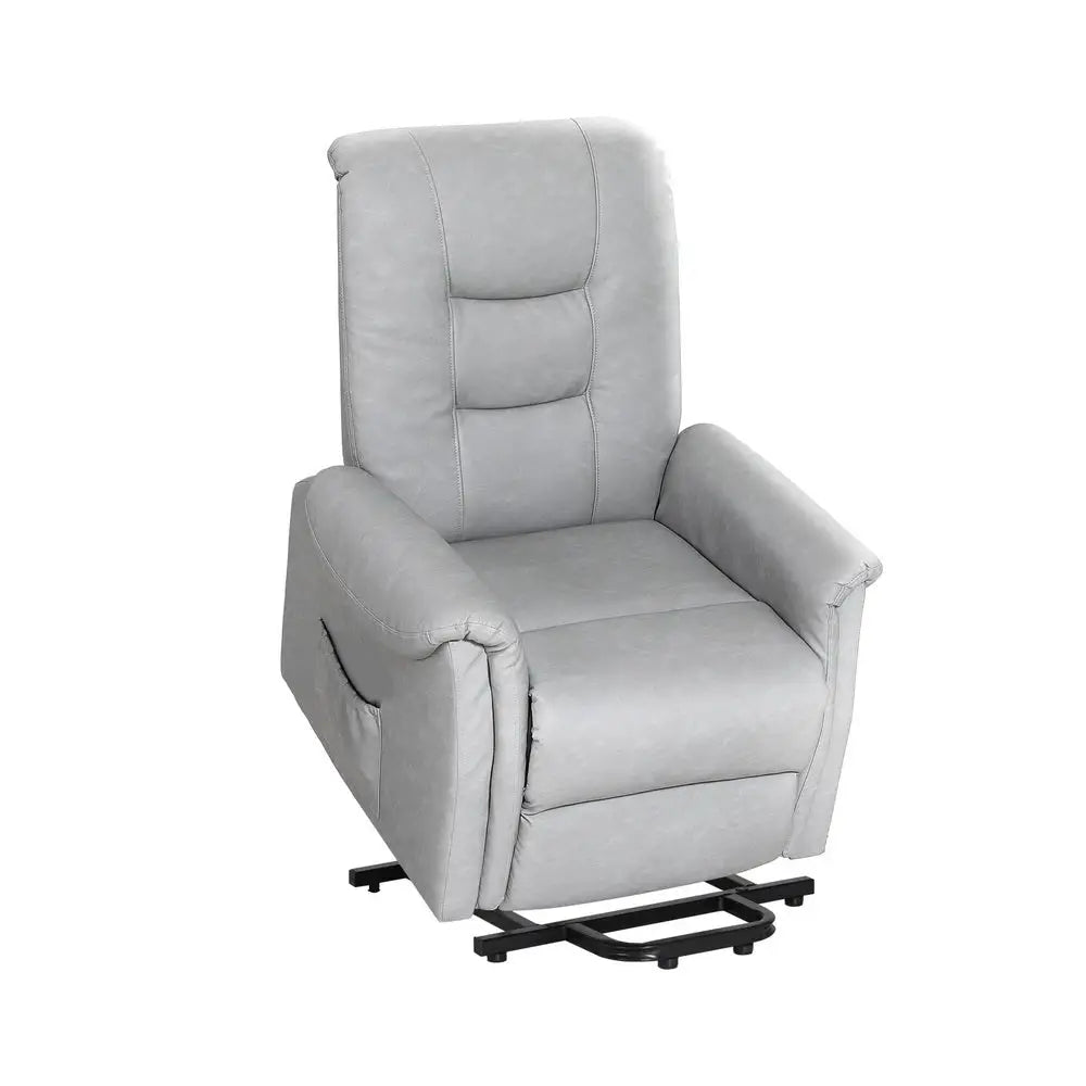 Recliner Chair Lift Assist Leather Grey