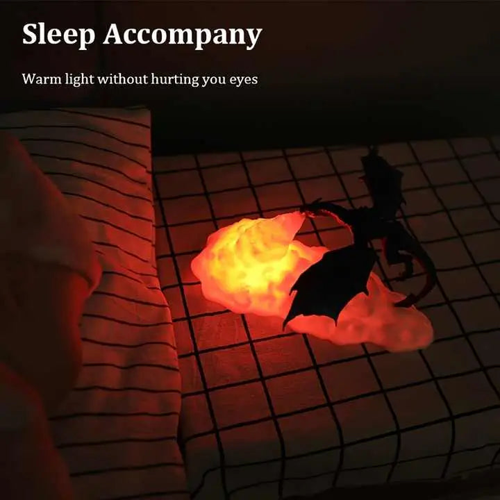 Red Fire Dragon 3d Printed Led Flame Night Light – Unique Decorative Lamp for Desk Bedroom & Gift Ideas