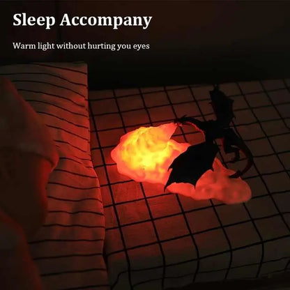 Red Fire Dragon 3d Printed Led Flame Night Light – Unique Decorative Lamp for Desk Bedroom & Gift Ideas