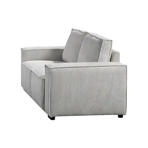 Reno 3 Seater Sofa Beige Colour Fabric Upholstery Wooden Structure Knock Down Feature in Back & Arms