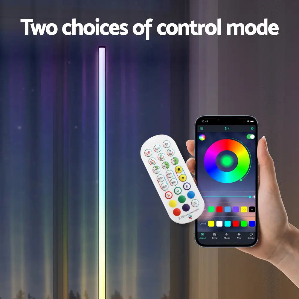 Rgb Led Floor Lamp Remote Control Corner Light Stand Gaming Room 150cm