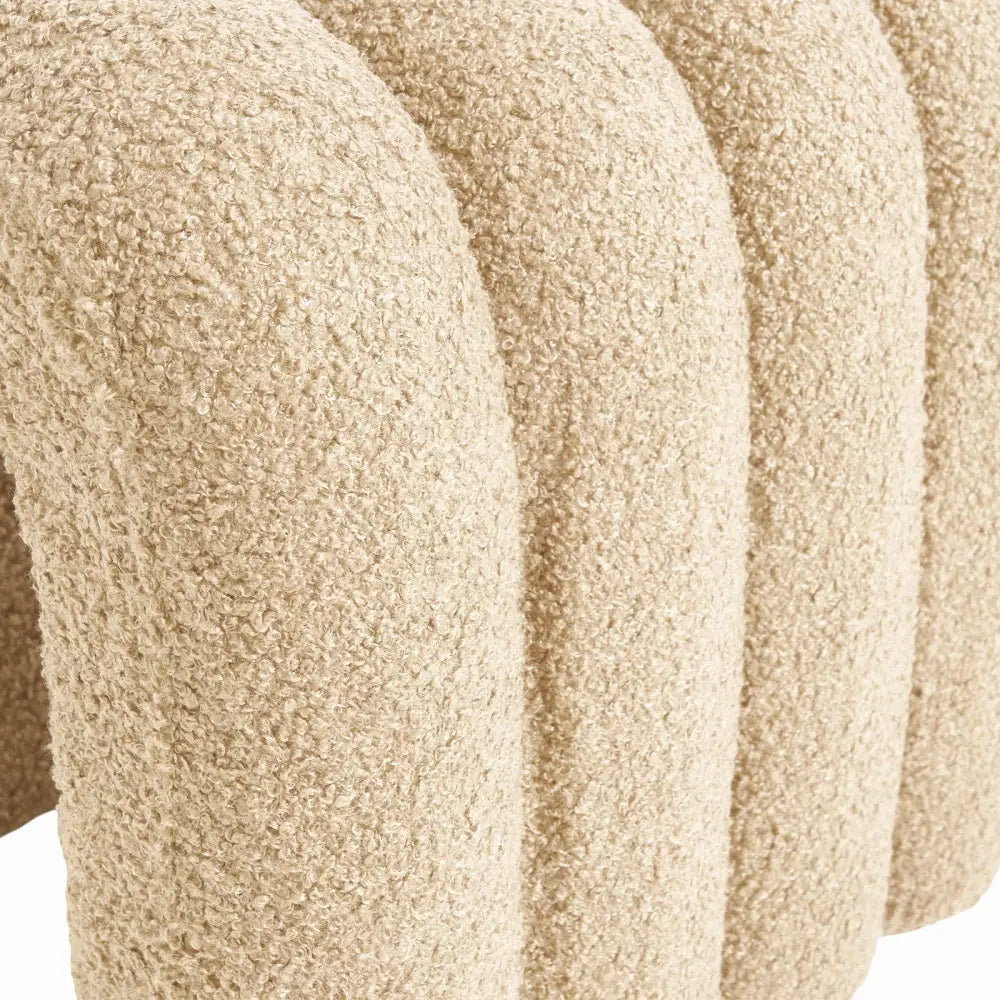 Ridge Arch Ottoman Stool Teddy Fleece Fabric Foot Rest 45cm Beige