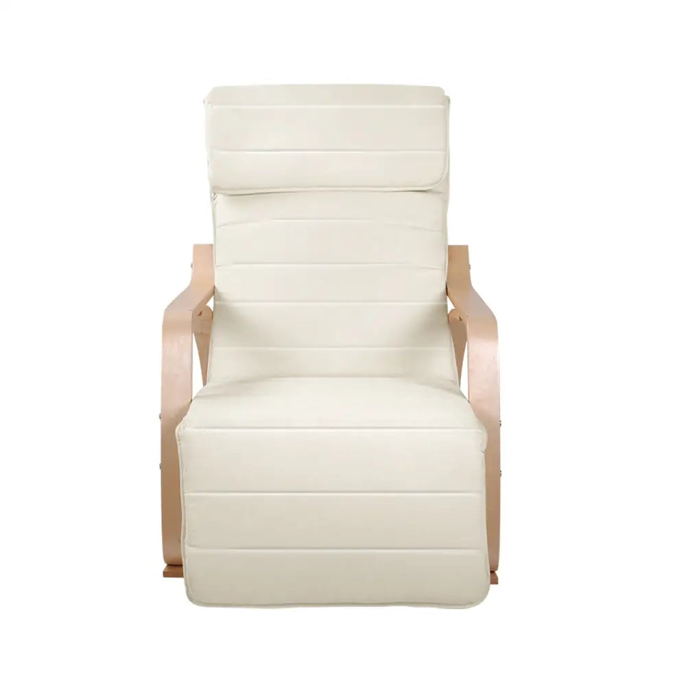 Rocking Armchair Bentwood Frame with Footrest Beige Afton