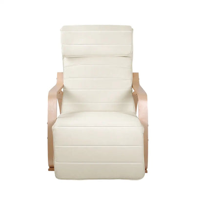 Rocking Armchair Bentwood Frame with Footrest Beige Afton
