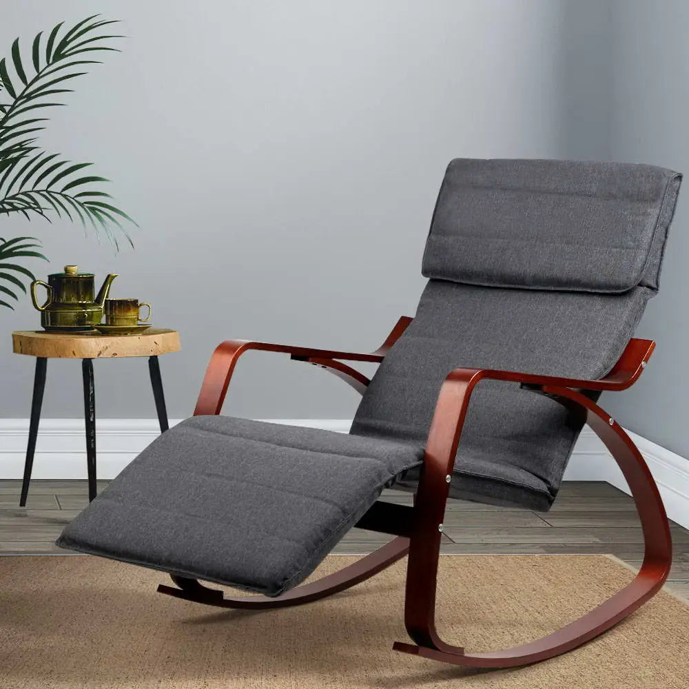 Rocking Armchair Footrest Nursing Charcoal Afton
