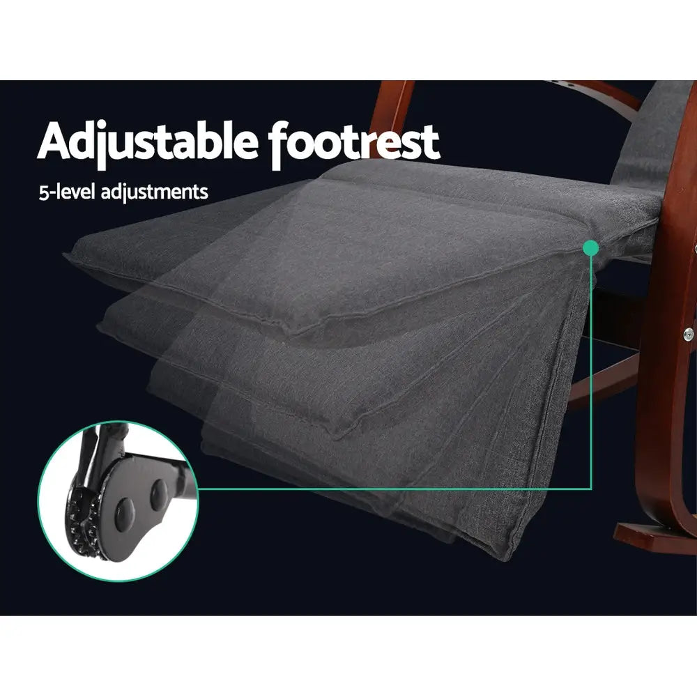 Rocking Armchair Footrest Nursing Charcoal Afton