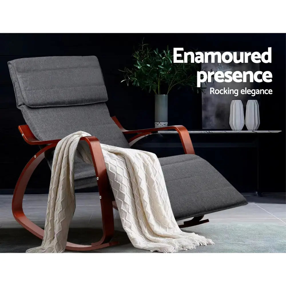 Rocking Armchair Footrest Nursing Charcoal Afton