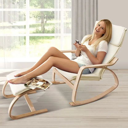 Rocking Armchair Footstool Bentwood Beige