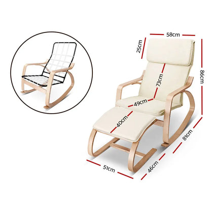 Rocking Armchair Footstool Bentwood Beige