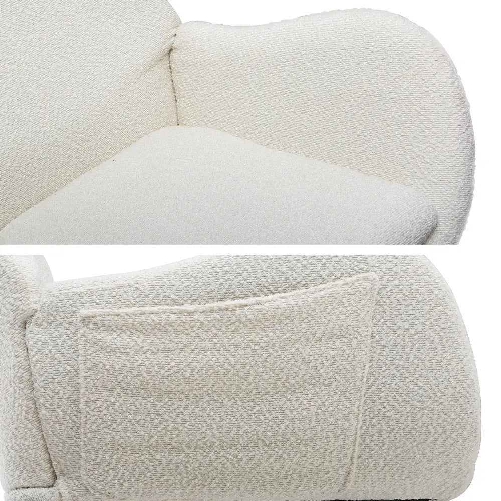 Rocking Chair Armchair Pillow Boucle White