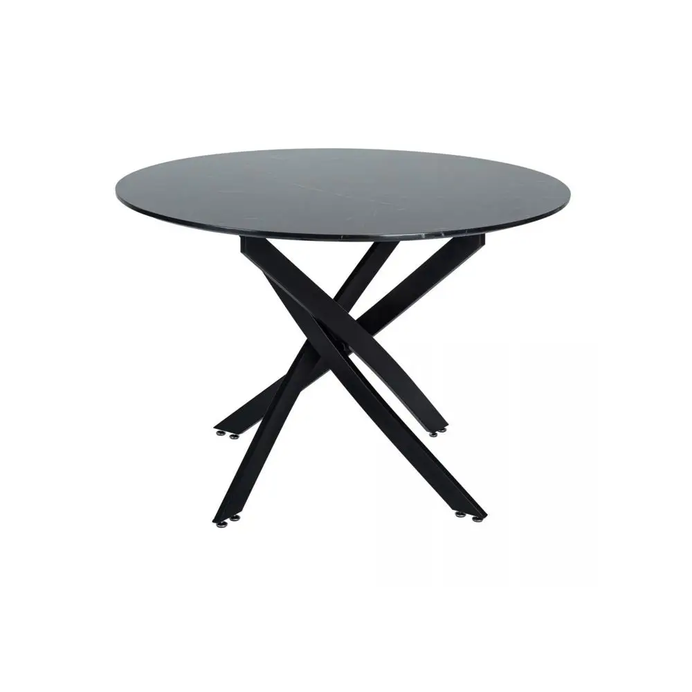 Round Marble-effect Table-black