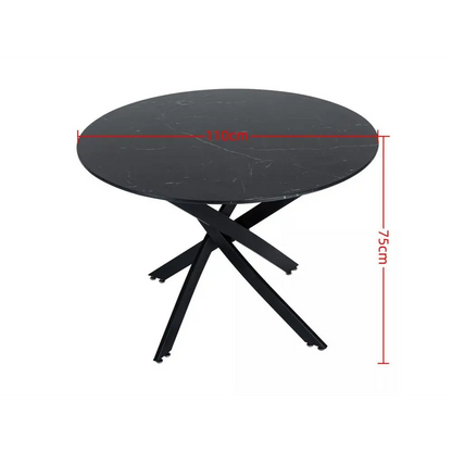 Round Marble-effect Table-black