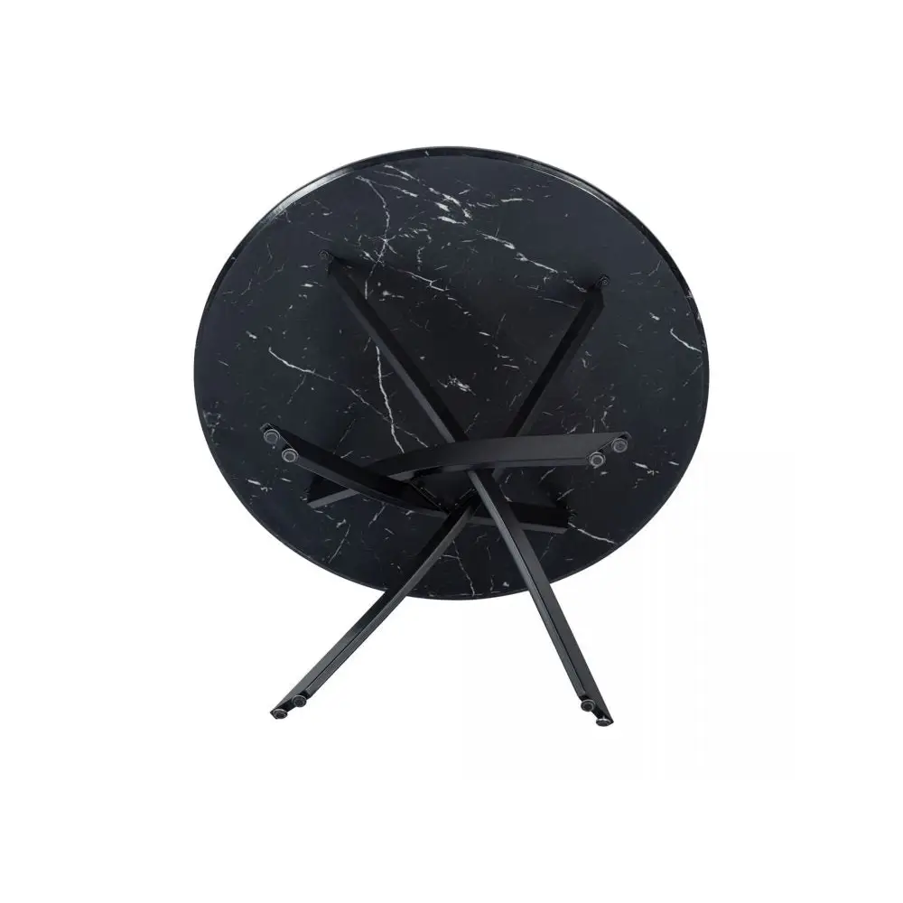 Round Marble-effect Table-black