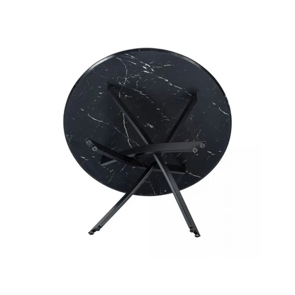 Round Marble-effect Table-black