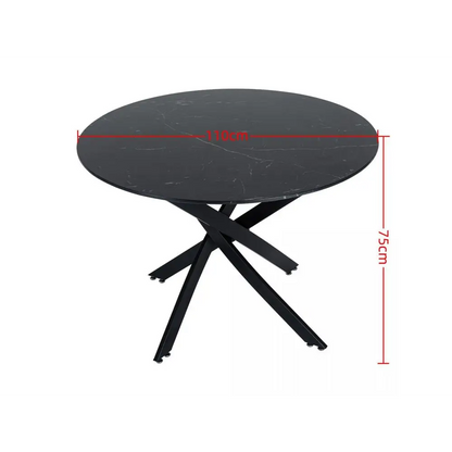 Round Marble-effect Table-black