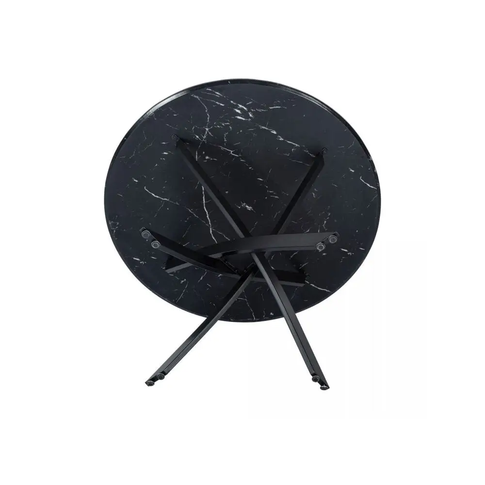 Round Marble-effect Table-black