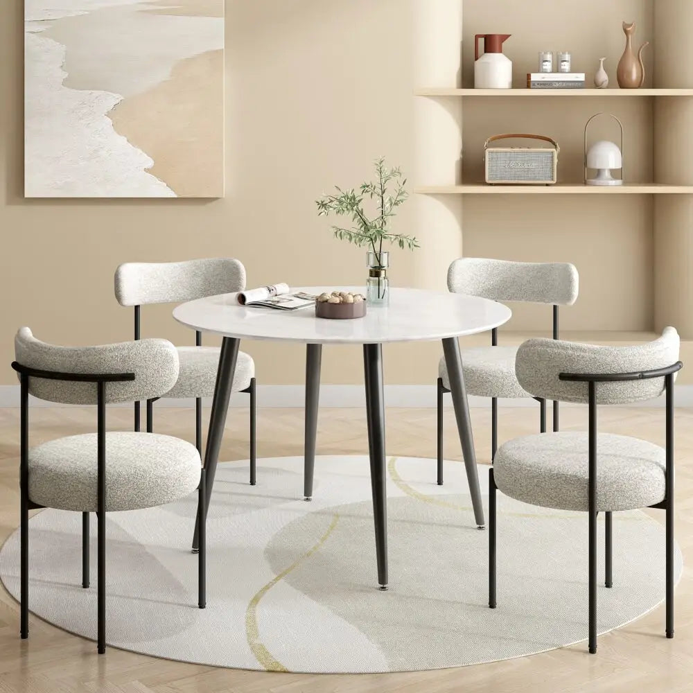 Round Mdf Marbling Dining Table