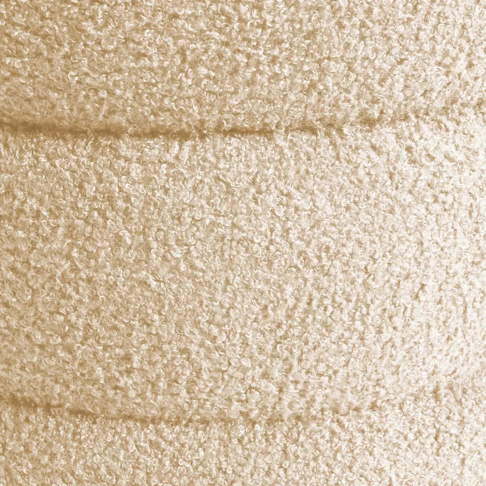 Round Stacked Ottoman Stool Teddy Fleece Fabric Foot Rest 38cm Beige