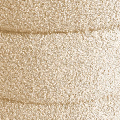 Round Stacked Ottoman Stool Teddy Fleece Fabric Foot Rest 38cm Beige