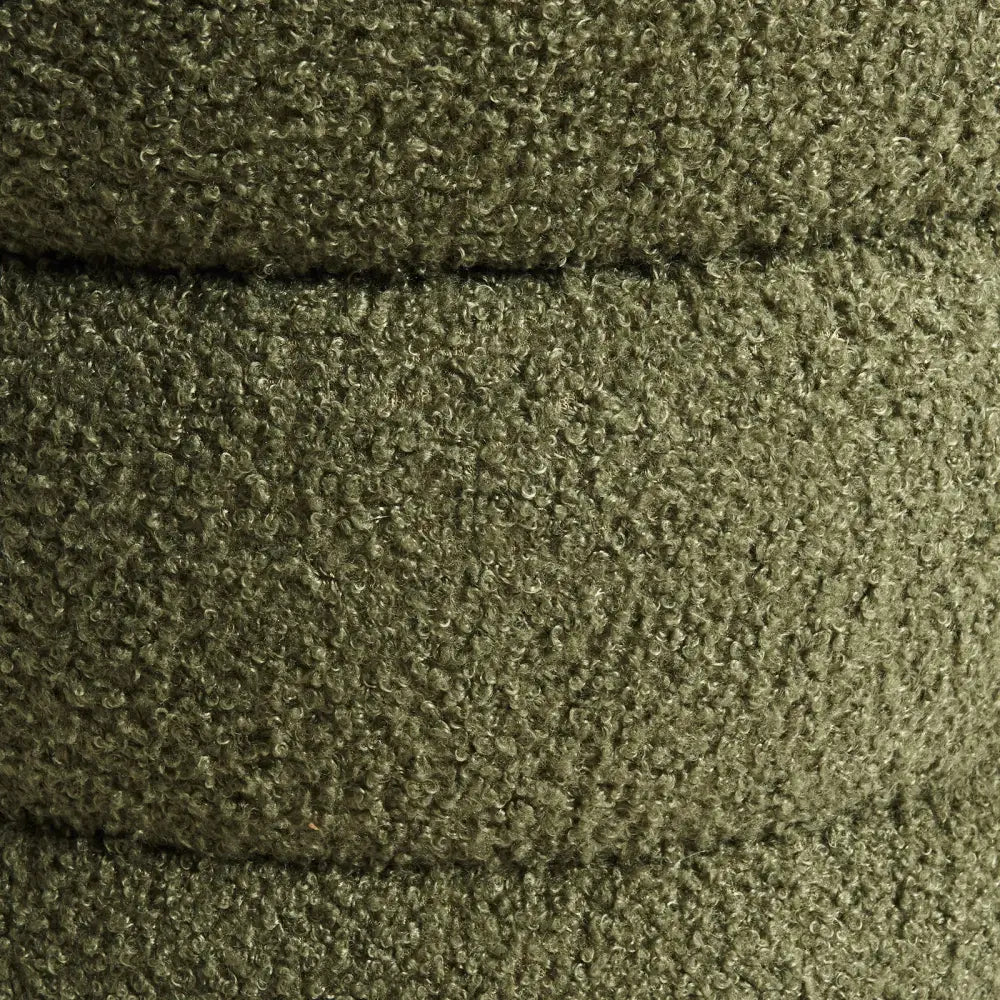 Round Stacked Ottoman Stool Teddy Fleece Fabric Foot Rest 38cm Green