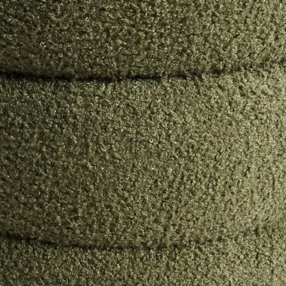 Round Stacked Ottoman Stool Teddy Fleece Fabric Foot Rest 38cm Green