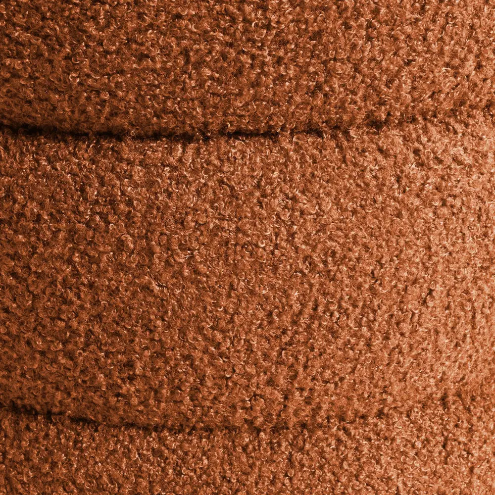 Round Stacked Ottoman Stool Teddy Fleece Fabric Foot Rest 38cm Orange