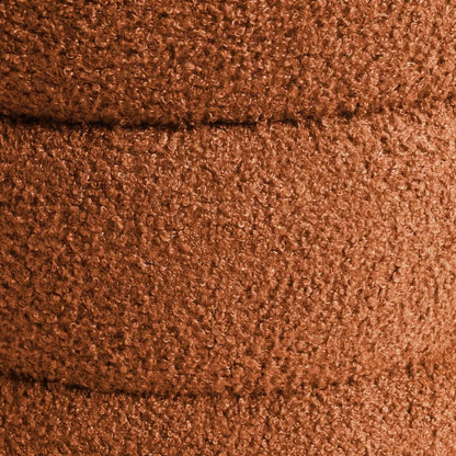Round Stacked Ottoman Stool Teddy Fleece Fabric Foot Rest 38cm Orange
