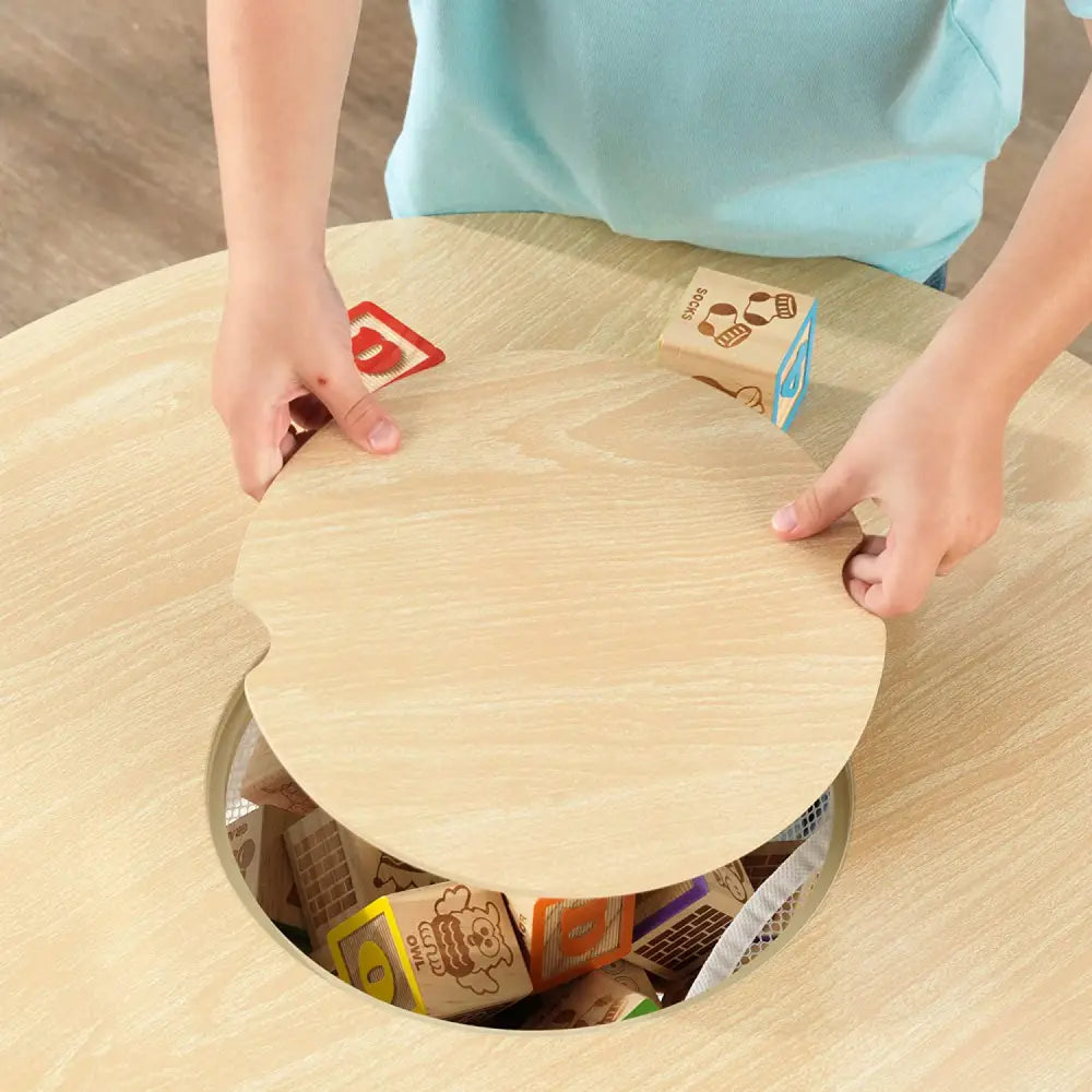 Round Table and 2 Chair Set for Children (white Natural)