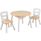 Round Table and 2 Chair Set for Children (white Natural)