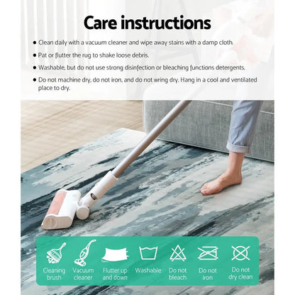 Rug 200x290cm Area Washable Mat Large Carpet Soft Short Pile Poca