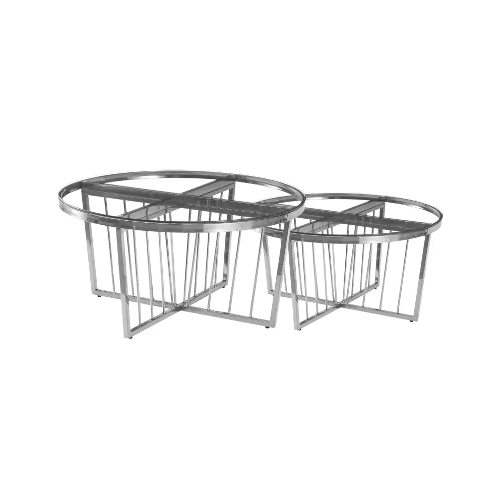 Salina Coffee Table 80cm Silver Base -clear Glass
