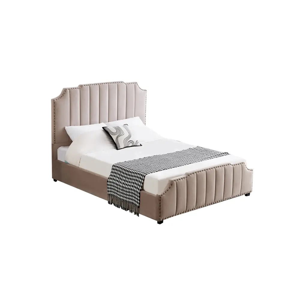 Santosa Champagne Velvet Bed - King