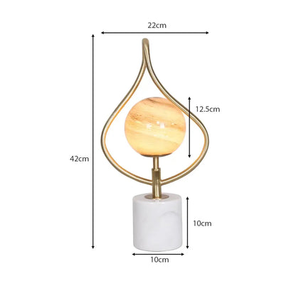 Sculptural Orange Glass Table Lamp with White Marble Base