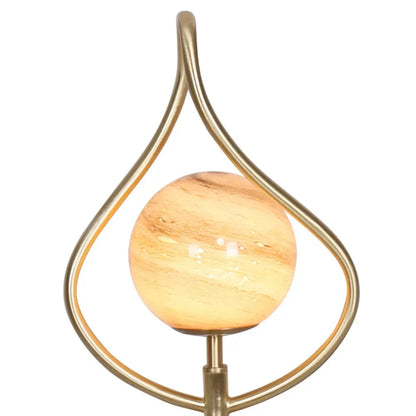 Sculptural Orange Glass Table Lamp with White Marble Base