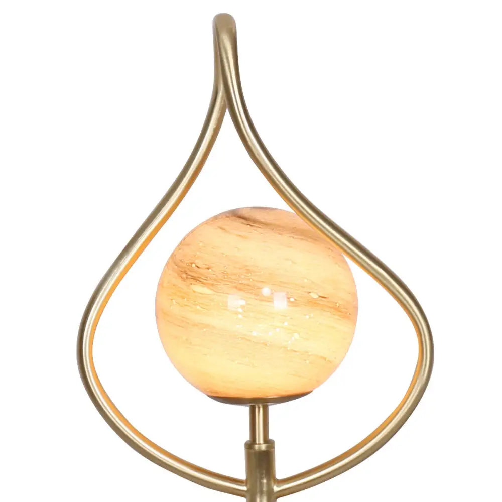Sculptural Orange Glass Table Lamp with White Marble Base