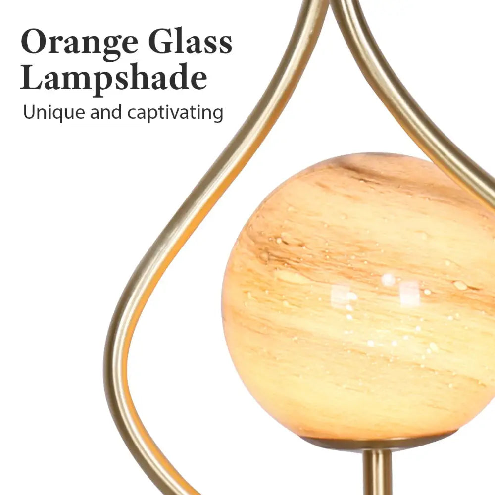 Sculptural Orange Glass Table Lamp with White Marble Base