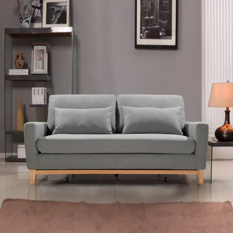 Shasa 2 Seater Pull-out Sofa Bed Grey Celadon