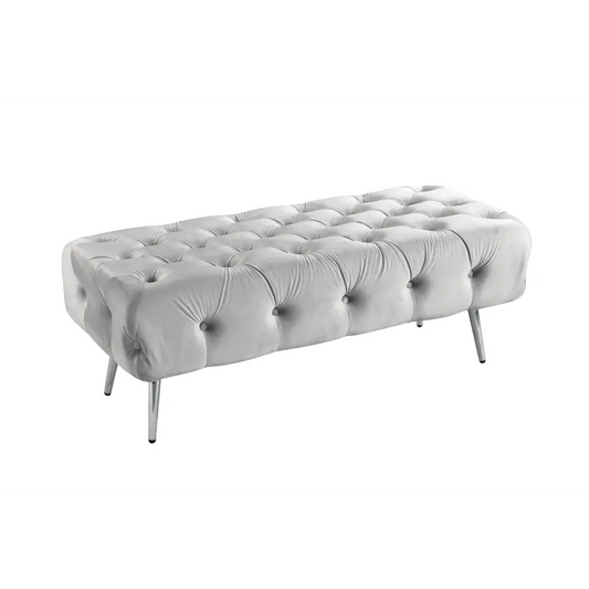 Shirley Ottoman Light Grey Velvet