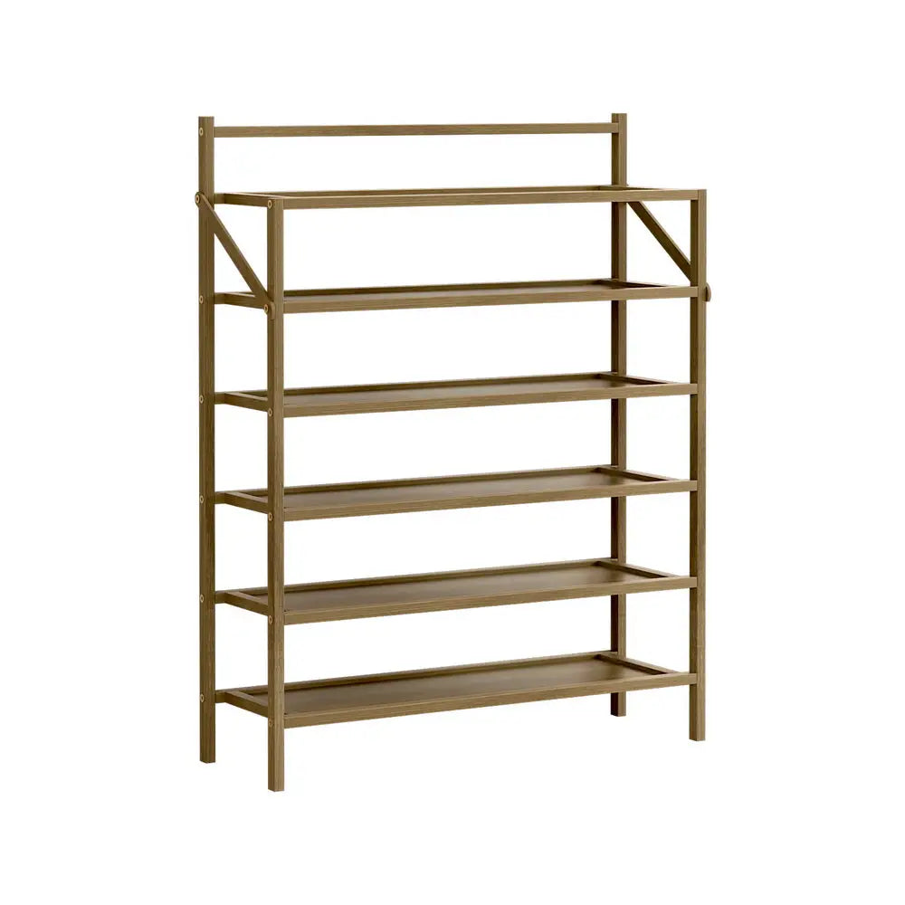 Shoe Rack 6-tier 18 Pairs Foldable | Bronze-finished Metal Unit Five Evenly