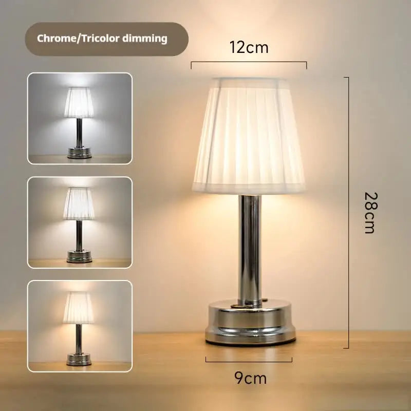 Silver Creative Led Rechargeable Table Lamp | 3 Adjustable Light Modes | Touch Control | Usb Charging | Modern