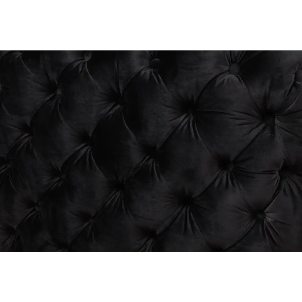 Single Seater Black Sofa Classic Armchair Button Tufted in Velvet Fabric with Metal Legs