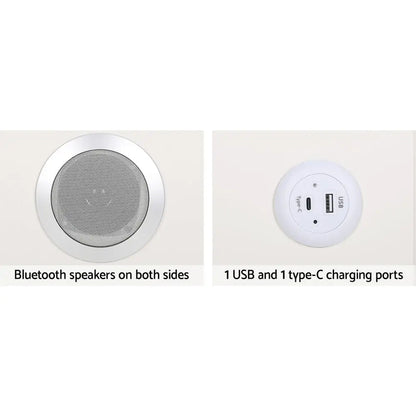 Smart Bedside Table 2 Drawers with Wireless Charging Ports Led White Aika